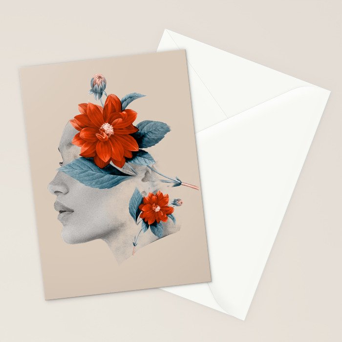Minimal Collage Floral Portrait Stationery Card Gallery Image 2