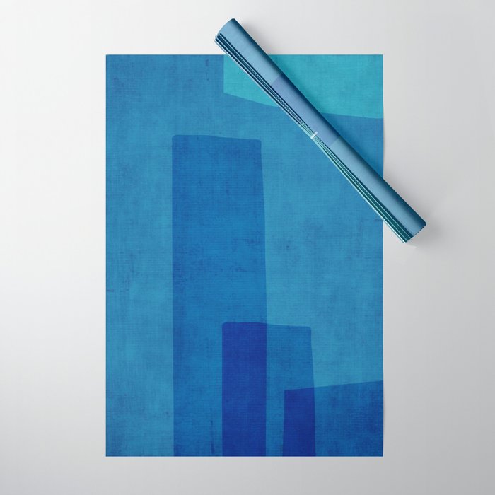 Blue Tones Linen Texture Simple Minimal Abstract  Wrapping Paper Gallery Image 1