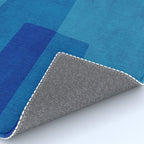 Blue Tones Linen Texture Simple Minimal Abstract  Rug Gallery Image 4
