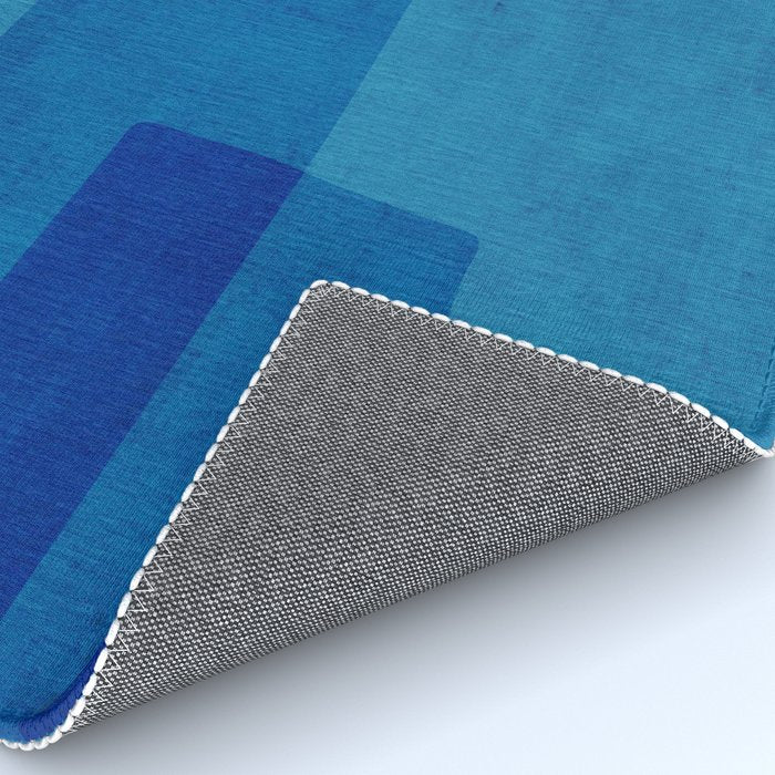 Blue Tones Linen Texture Simple Minimal Abstract  Rug Gallery Image 4