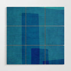 Blue Tones Linen Texture Simple Minimal Abstract  Wood Wall Art Gallery Image 1