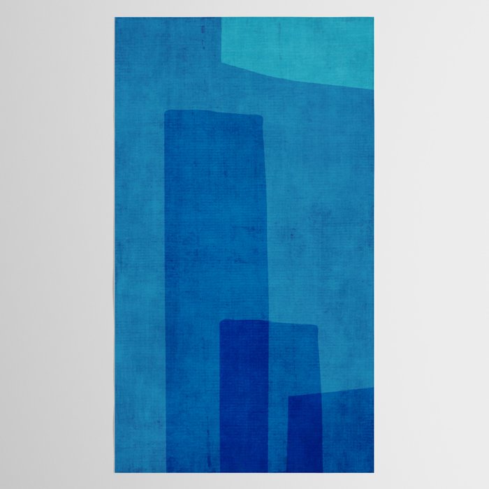 Blue Tones Linen Texture Simple Minimal Abstract  Tablecloth Gallery Image 2