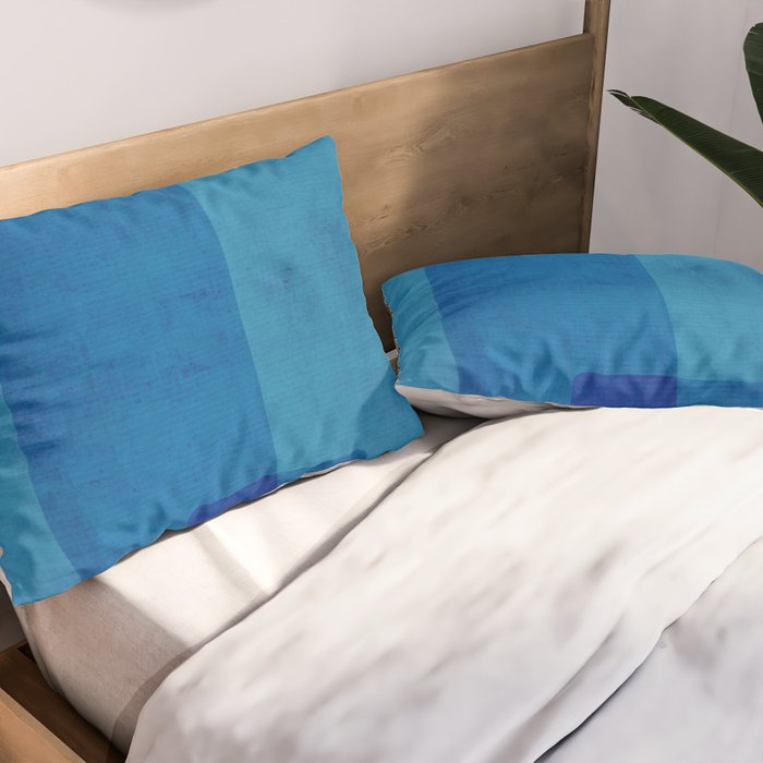 Blue Tones Linen Texture Simple Minimal Abstract  Pillow Sham Gallery Image 2