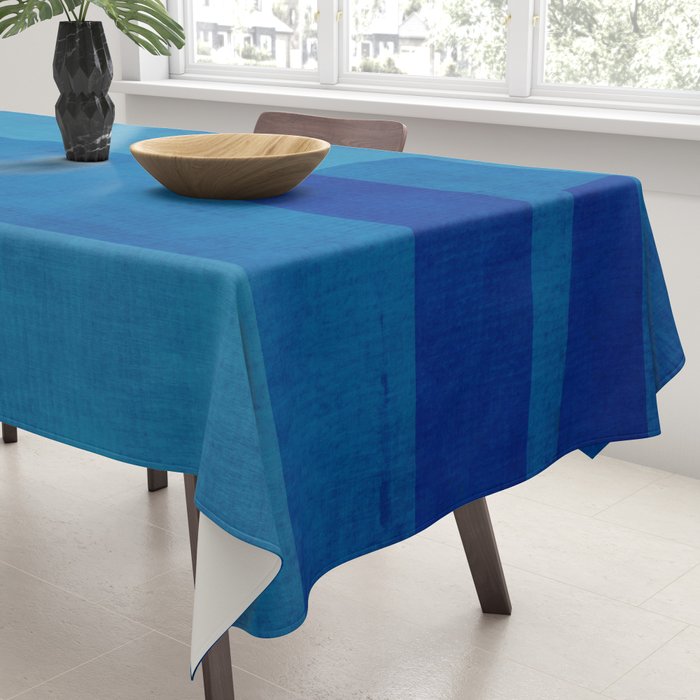 Blue Tones Linen Texture Simple Minimal Abstract  Tablecloth Gallery Image 3