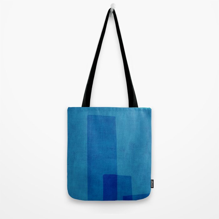 Blue Tones Linen Texture Simple Minimal Abstract  Tote Bag Gallery Image 2