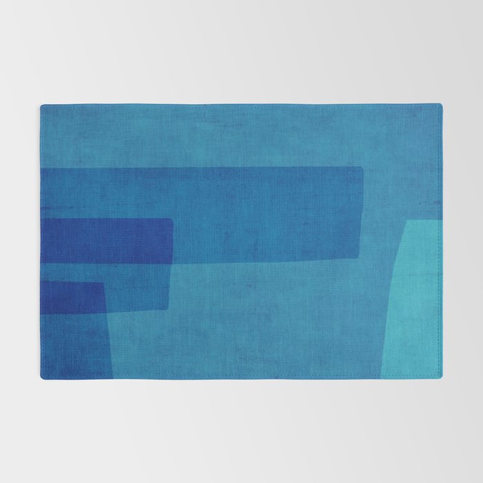 Blue Tones Linen Texture Simple Minimal Abstract  Rug Gallery Image 2