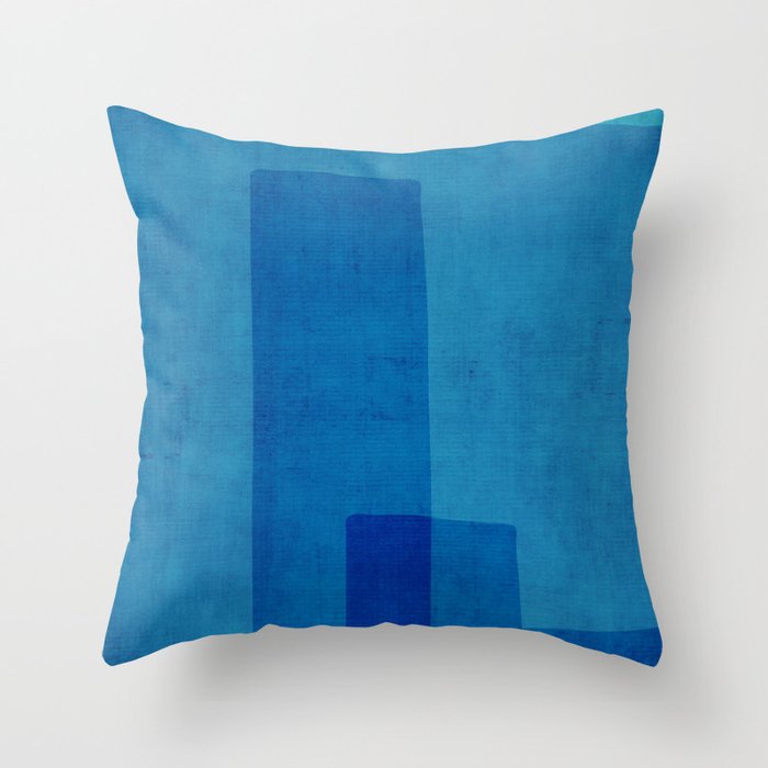 Blue Tones Linen Texture Simple Minimal Abstract  Throw Pillow Gallery Image 1