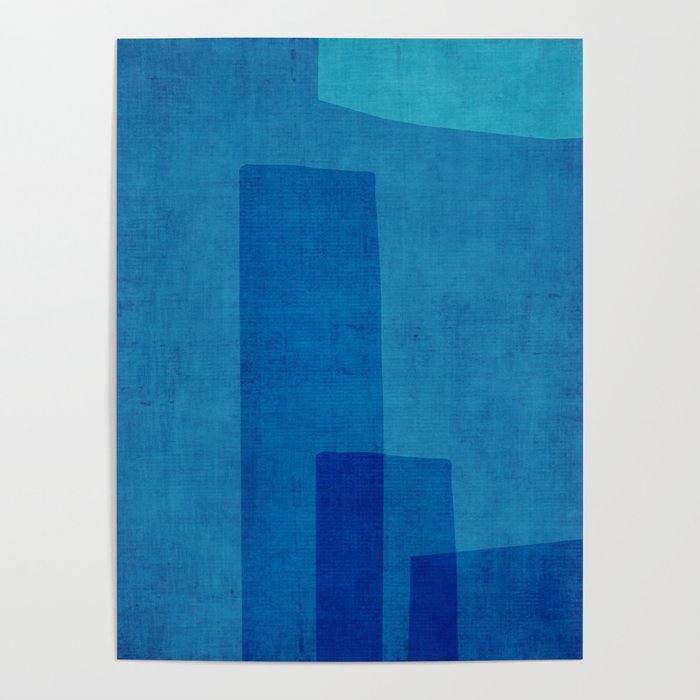 Blue Tones Linen Texture Simple Minimal Abstract  Poster Gallery Image 4