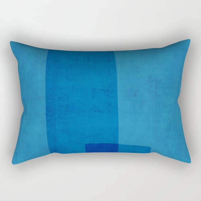 Blue Tones Linen Texture Simple Minimal Abstract  Rectangular Pillow Gallery Image 2