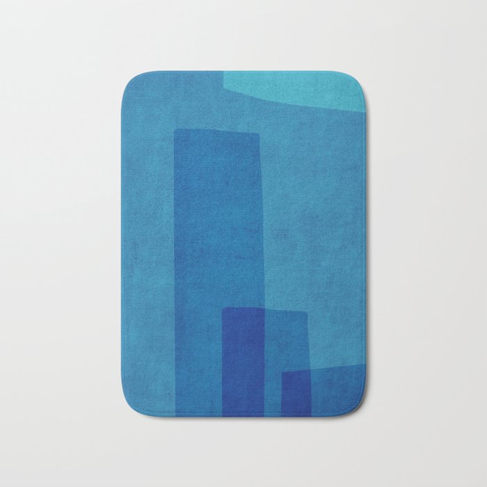 Blue Tones Linen Texture Simple Minimal Abstract  Bath Mat Gallery Image 1