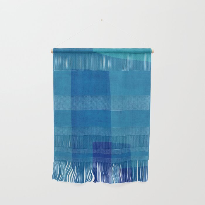 Blue Tones Linen Texture Simple Minimal Abstract  Wall Hanging Gallery Image 1