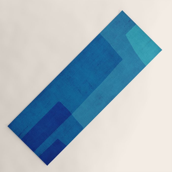 Blue Tones Linen Texture Simple Minimal Abstract  Yoga Mat Gallery Image 1