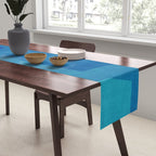 Blue Tones Linen Texture Simple Minimal Abstract  Table Runner Gallery Image 2