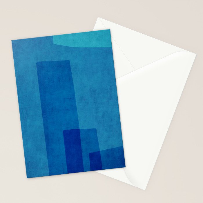 Blue Tones Linen Texture Simple Minimal Abstract  Stationery Card Gallery Image 2