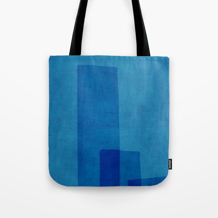 Blue Tones Linen Texture Simple Minimal Abstract  Tote Bag Gallery Image 1