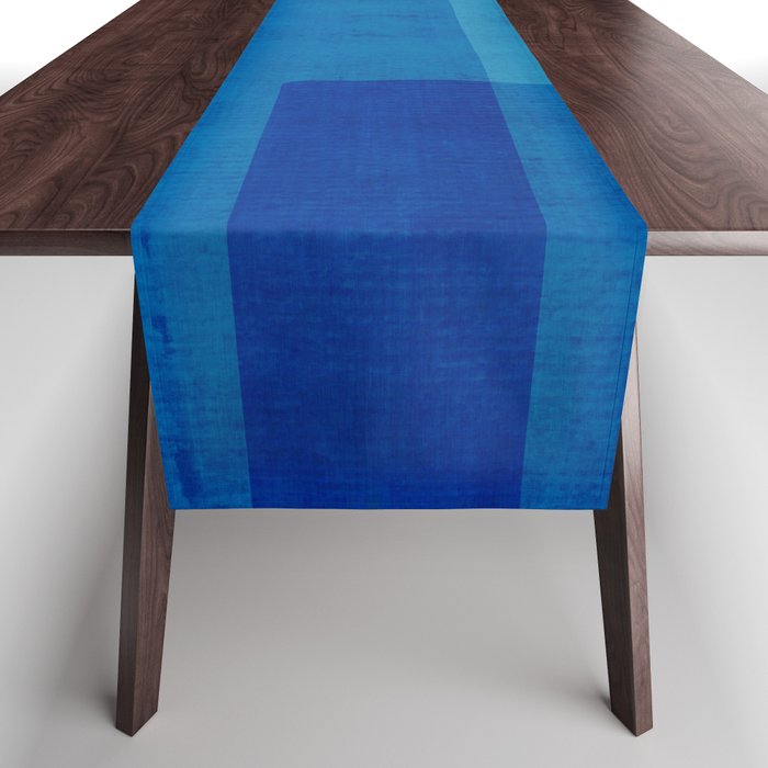 Blue Tones Linen Texture Simple Minimal Abstract  Table Runner Gallery Image 1