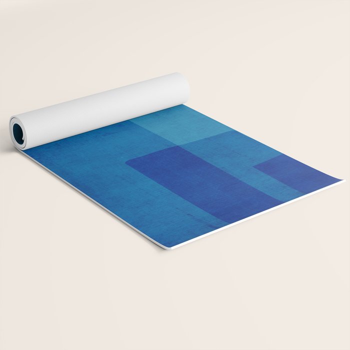 Blue Tones Linen Texture Simple Minimal Abstract  Yoga Mat Gallery Image 2