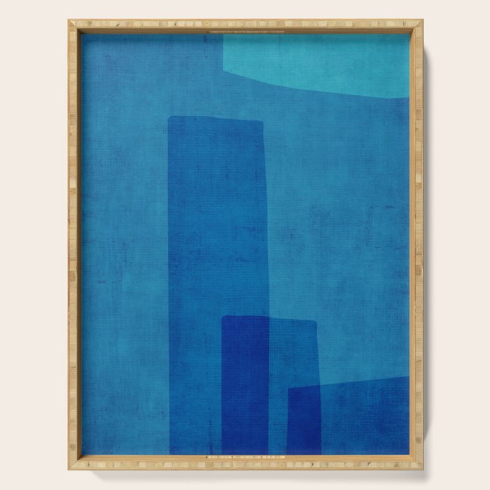 Blue Tones Linen Texture Simple Minimal Abstract  Serving Tray Gallery Image 1