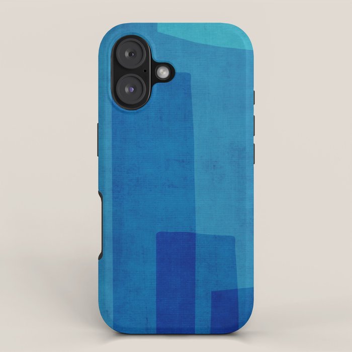 Blue Tones Linen Texture Simple Minimal Abstract  iPhone Case Gallery Image 1
