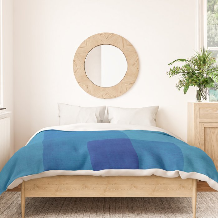 Blue Tones Linen Texture Simple Minimal Abstract  Duvet Cover Gallery Image 3