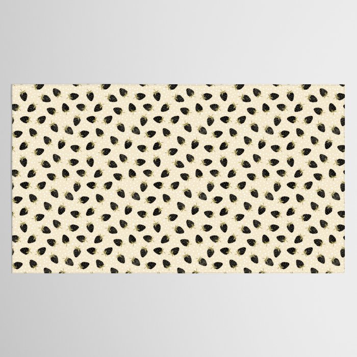 Sweet Strawberries - black, moss, cream, and white Tablecloth Gallery Image 2