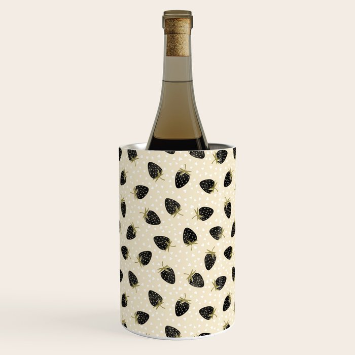 Sweet Strawberries - black, moss, cream, and white Wine Chiller Gallery Image 2