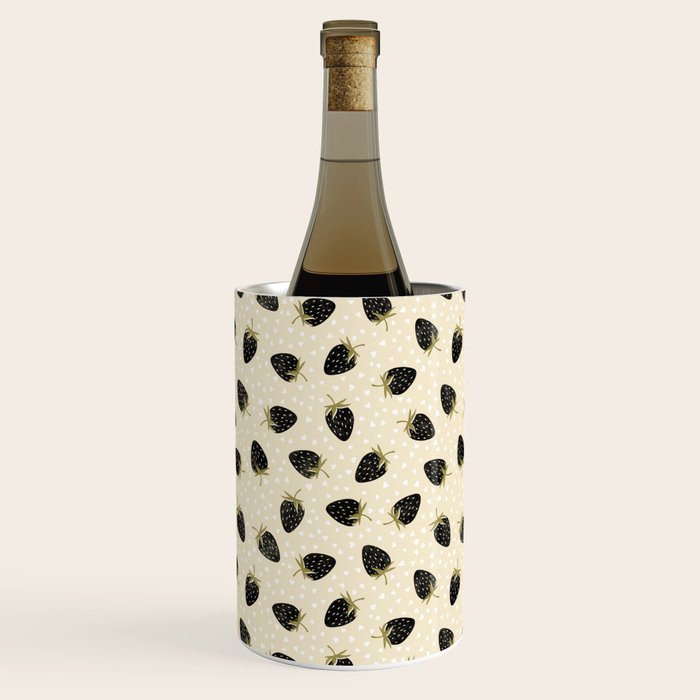 Sweet Strawberries - black, moss, cream, and white Wine Chiller Gallery Image 3