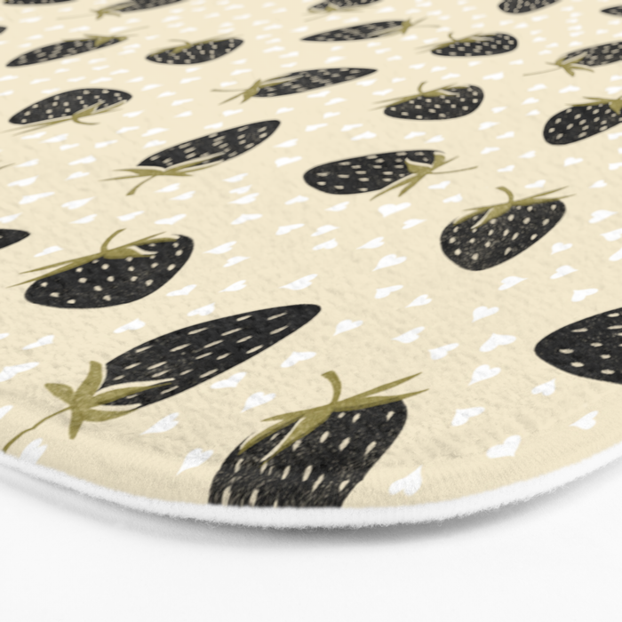Sweet Strawberries - black, moss, cream, and white Bath Mat Gallery Image 3