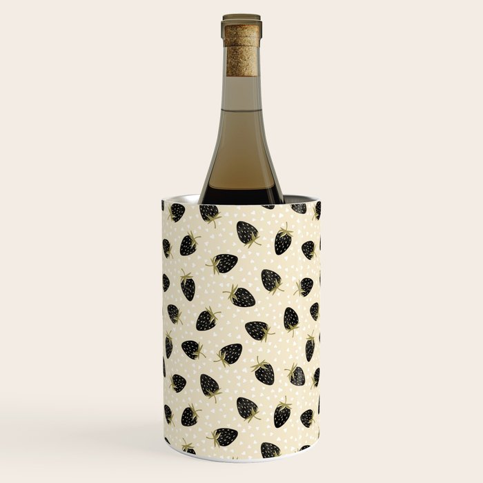 Sweet Strawberries - black, moss, cream, and white Wine Chiller Gallery Image 1