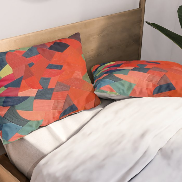Grün-Rot Otto Freundlich 1939 Abstract Art Mid Century Modern Geometric Colorful Shapes Hard Edge Pillow Sham Gallery Image 2