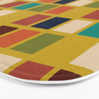 Midcentury Modern Mosaic - Geometric Pattern in Mid Century Mod Olive, Orange, Teal, and Mustard Bath Mat Gallery Image 3