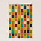 Midcentury Modern Mosaic - Geometric Pattern in Mid Century Mod Olive, Orange, Teal, and Mustard Stationery Card Gallery Image 2