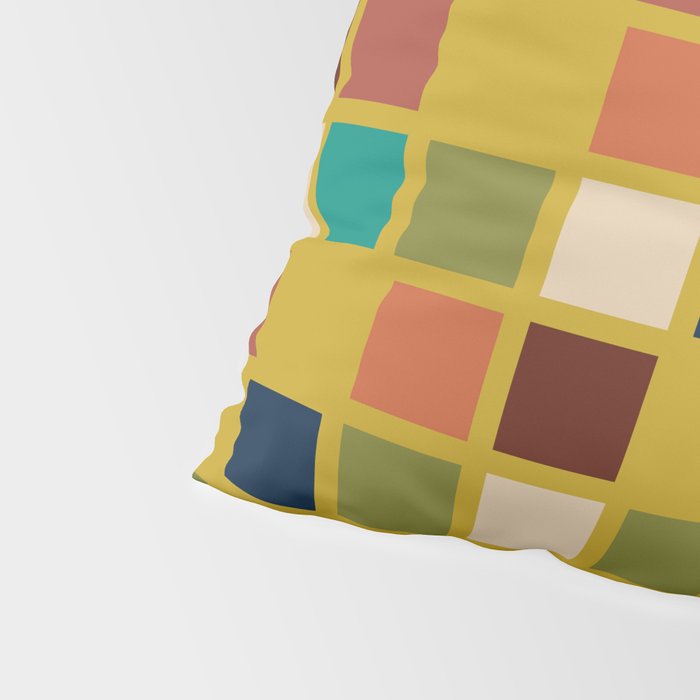 Midcentury Modern Mosaic - Geometric Pattern in Mid Century Mod Olive, Orange, Teal, and Mustard Pillow Sham Gallery Image 4