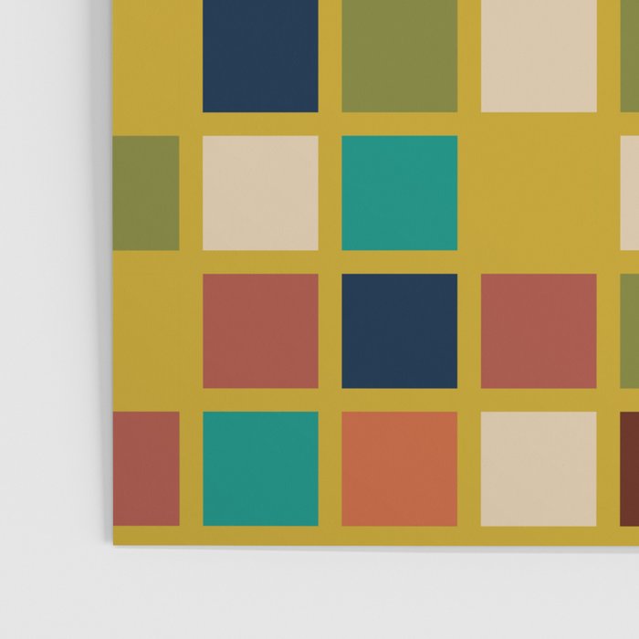 Midcentury Modern Mosaic - Geometric Pattern in Mid Century Mod Olive, Orange, Teal, and Mustard Poster Gallery Image 3