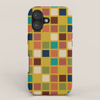 Midcentury Modern Mosaic - Geometric Pattern in Mid Century Mod Olive, Orange, Teal, and Mustard iPhone Case Gallery Image 1
