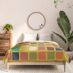 Midcentury Modern Mosaic - Geometric Pattern in Mid Century Mod Olive, Orange, Teal, and Mustard Comforter Gallery Image 3