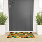 Midcentury Modern Mosaic - Geometric Pattern in Mid Century Mod Olive, Orange, Teal, and Mustard Welcome Mat Gallery Image 3