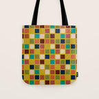 Midcentury Modern Mosaic - Geometric Pattern in Mid Century Mod Olive, Orange, Teal, and Mustard Tote Bag Gallery Image 1