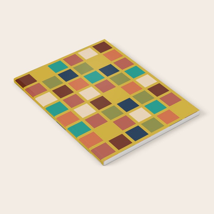 Midcentury Modern Mosaic - Geometric Pattern in Mid Century Mod Olive, Orange, Teal, and Mustard Notebook Gallery Image 1