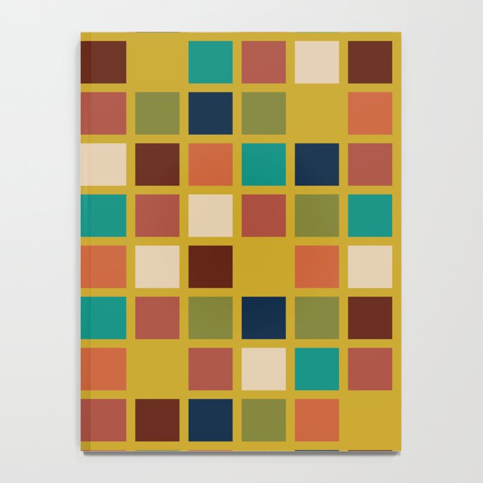 Midcentury Modern Mosaic - Geometric Pattern in Mid Century Mod Olive, Orange, Teal, and Mustard Notebook Gallery Image 4