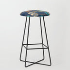 Vintage canned sardines // navy blue background peacock teal and gold drop orange cans  Stool Gallery Image 1