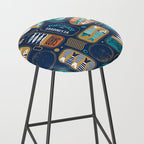 Vintage canned sardines // navy blue background peacock teal and gold drop orange cans  Stool Gallery Image 2