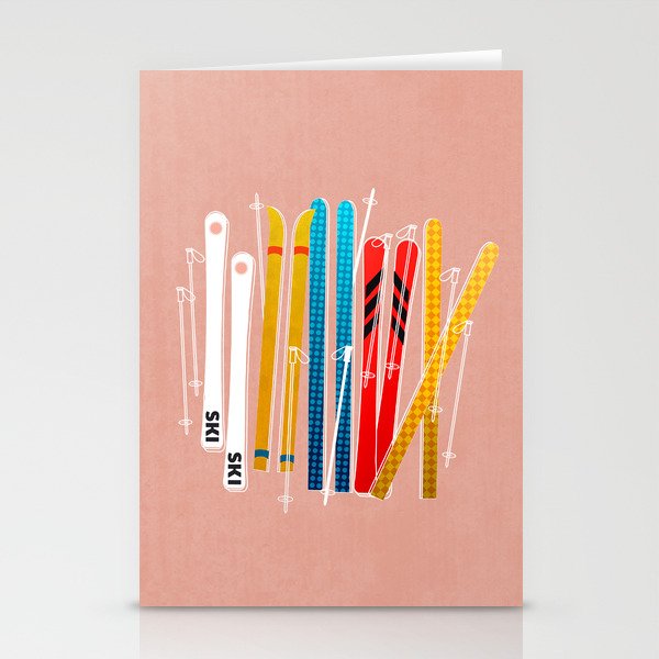 Colorful Ski Illustration and Pattern no 2 Stationery Card Gallery Image 2