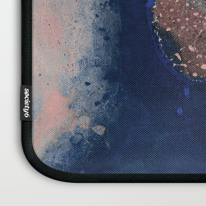 Abstract Navy Blue and Blush Pink Painting  Modern Minimal Wall Art Laptop Sleeve Gallery Image 3