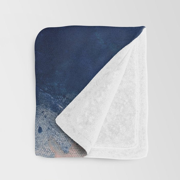 Abstract Navy Blue and Blush Pink Painting  Modern Minimal Wall Art Throw Blanket Gallery Image 3