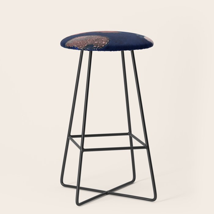 Abstract Navy Blue and Blush Pink Painting  Modern Minimal Wall Art Stool Gallery Image 1