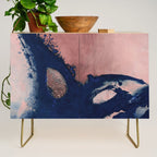 Abstract Navy Blue and Blush Pink Painting  Modern Minimal Wall Art Credenza Gallery Image 1