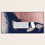Abstract Navy Blue and Blush Pink Painting  Modern Minimal Wall Art Desk Mat Gallery Image 1