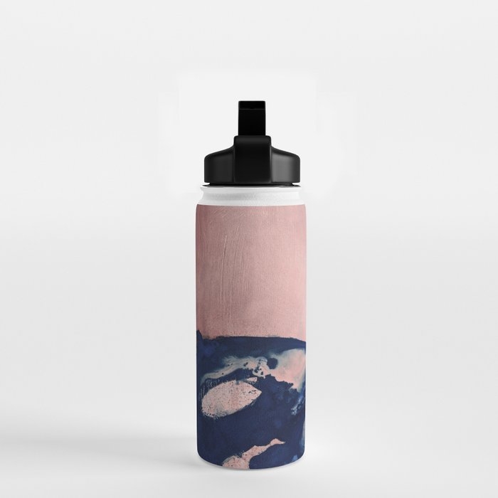 Abstract Navy Blue and Blush Pink Painting  Modern Minimal Wall Art Water Bottle Gallery Image 2
