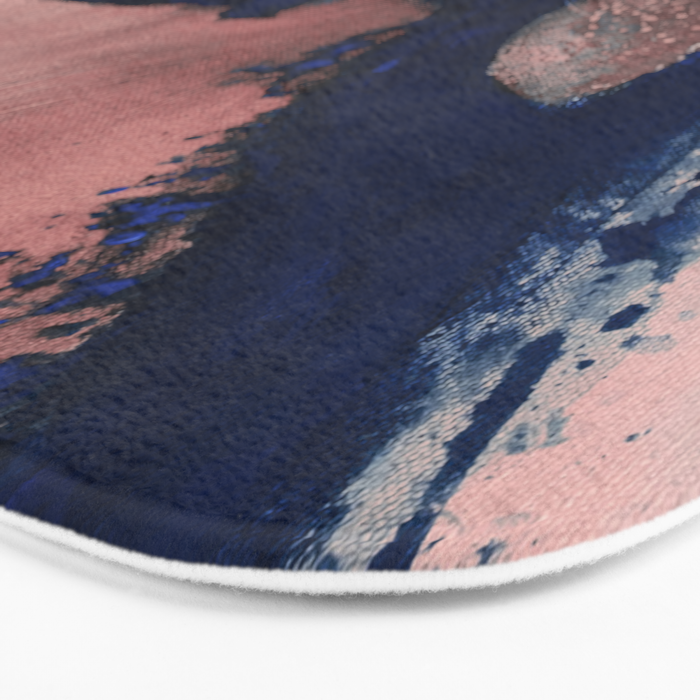 Abstract Navy Blue and Blush Pink Painting  Modern Minimal Wall Art Bath Mat Gallery Image 3